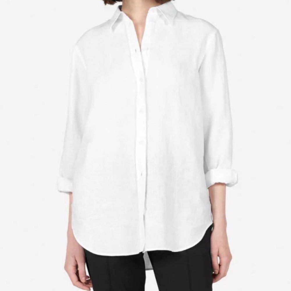 Everlane White Linen Relaxed Shirt Button Down Size 12